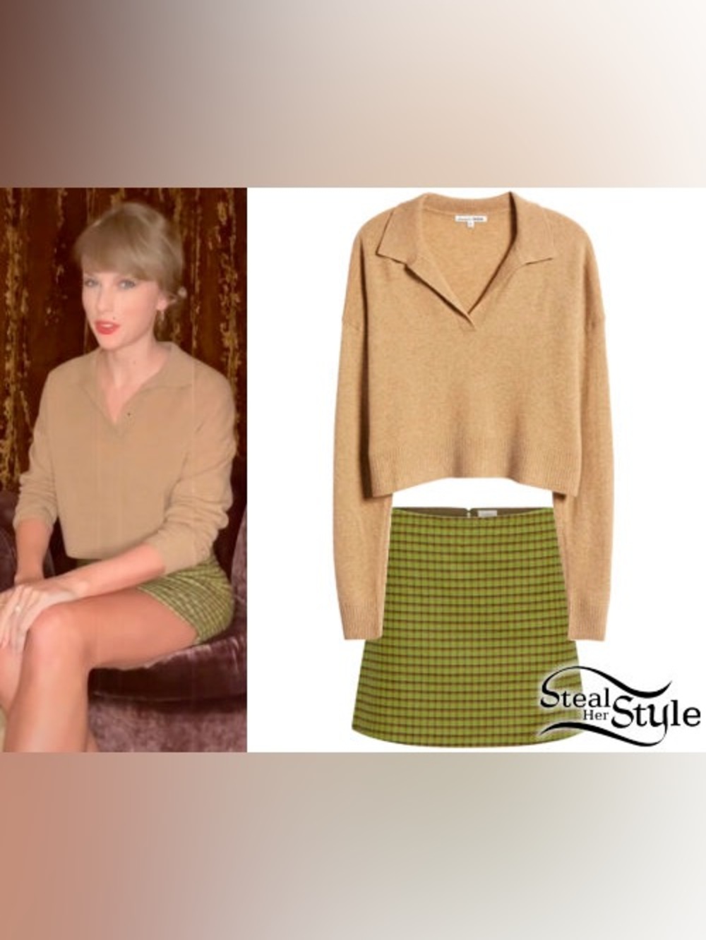 Wilfred Green and Brown Plaid “Classic Mini Skirt” ASO Taylor Swift